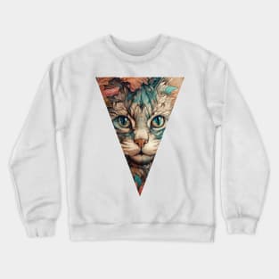 Cool Calico Cat with Flower V3 Triangle Crewneck Sweatshirt